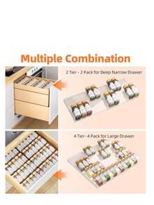 2/4/8pcs Seasoning Drawer Storage Box, 4-Layer Transparent Acrylic Drawer Seasoning Storage Box, Expandable Range From 11 Inches (About 27.9 Cm) To 22 Inches (About 55.9 Cm) Kitchen Seasoning Rack Storage Rack And Drawer Storage (Excluding Jars) - Multicolor - View 7