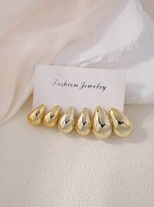 12pcs Gold & Silver Water Drop Shaped Women Fashion Earrings Set
