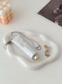 Ceramic Jewelry Tray, Decorative Cloud Vanity Key Tray For Women, Ring Holder Dish, Cute Jewelry Dish For Aesthetic Decor, White, Medium