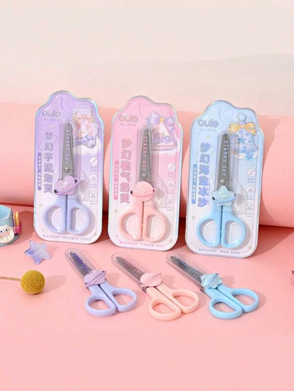 1pc Cartoon Stainless Steel Mini Handmade Scissors - Mini Children's Scissors With Protective Box, Portable Student Scissors For School, Classroom, Paper Cutting, Scrapbooking, Creation