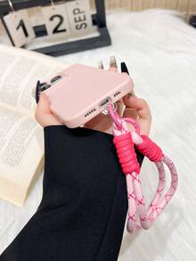 1 件粉色 PU 皮革 + 手机带防震个性化名称外壳兼容 iPhone 16/16 Pro/16 Pro Max /11/11 Pro/11 Pro Max/12/12 Pro/12 Pro Max/13/13 Pro/13 Pro Max/14/ 14 Pro/14 Pro Max/15/15 Pro/15 Pro Max 奢华荔枝纹柔软硅胶保险杠带手机绳全覆盖定制 DIY 外壳