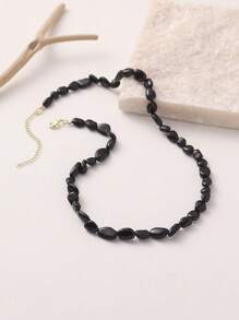 1 colar elegante com contas de pedra natural em formato irregular, adequado para uso diário, festas e férias. Pequenas diferenças na cor, tamanho e formato da pedra natural são normais.