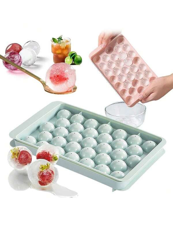 1 Set Of 33-Cavity Pink Ice Cube Trays With Lids, Suitable For Refrigerator Ice Making, Adding To Soda, Beer, Cooling Balls, Making Ice Cubes, Home, Restaurant, Kitchen, Refrigerator