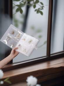 ‌Frosted Transparent Jewelry Organizer Book With 20 Sealed Anti-Tarnish Bags & 160 Grids - Dustproof Travel Storage For Rings/Earrings/Necklaces, Women's Compact Jewelry Gift Box (Portable & Visible Design) For Women Storage Organizer Travel Essentials Back To School Dormitory Storage