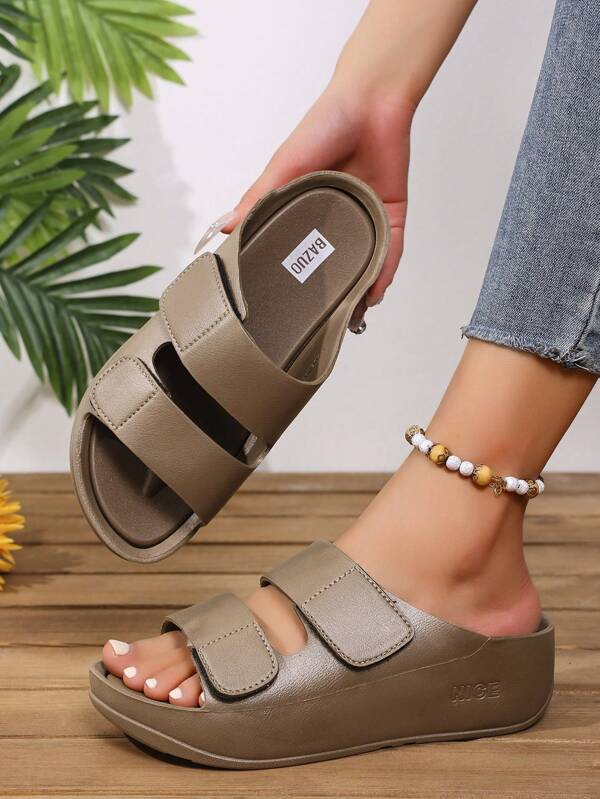 Women's Summer New Sandals Heightened Seaside Resort, Beach Casual Fashion Versatile, Platform Soles To Wear Comfortable Non-Slip Wedge Heel Sandals