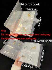 ‌Frosted Transparent Jewelry Organizer Book With 20 Sealed Anti-Tarnish Bags & 160 Grids - Dustproof Travel Storage For Rings/Earrings/Necklaces, Women's Compact Jewelry Gift Box (Portable & Visible Design) For Women Storage Organizer Travel Essentials Back To School Dormitory Storage