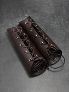 1pc Medieval Knight Style PU Leather Punk Rivet Wrist Guard, Riding Arm Sleeve Cosplay Accessory - Many - View 3