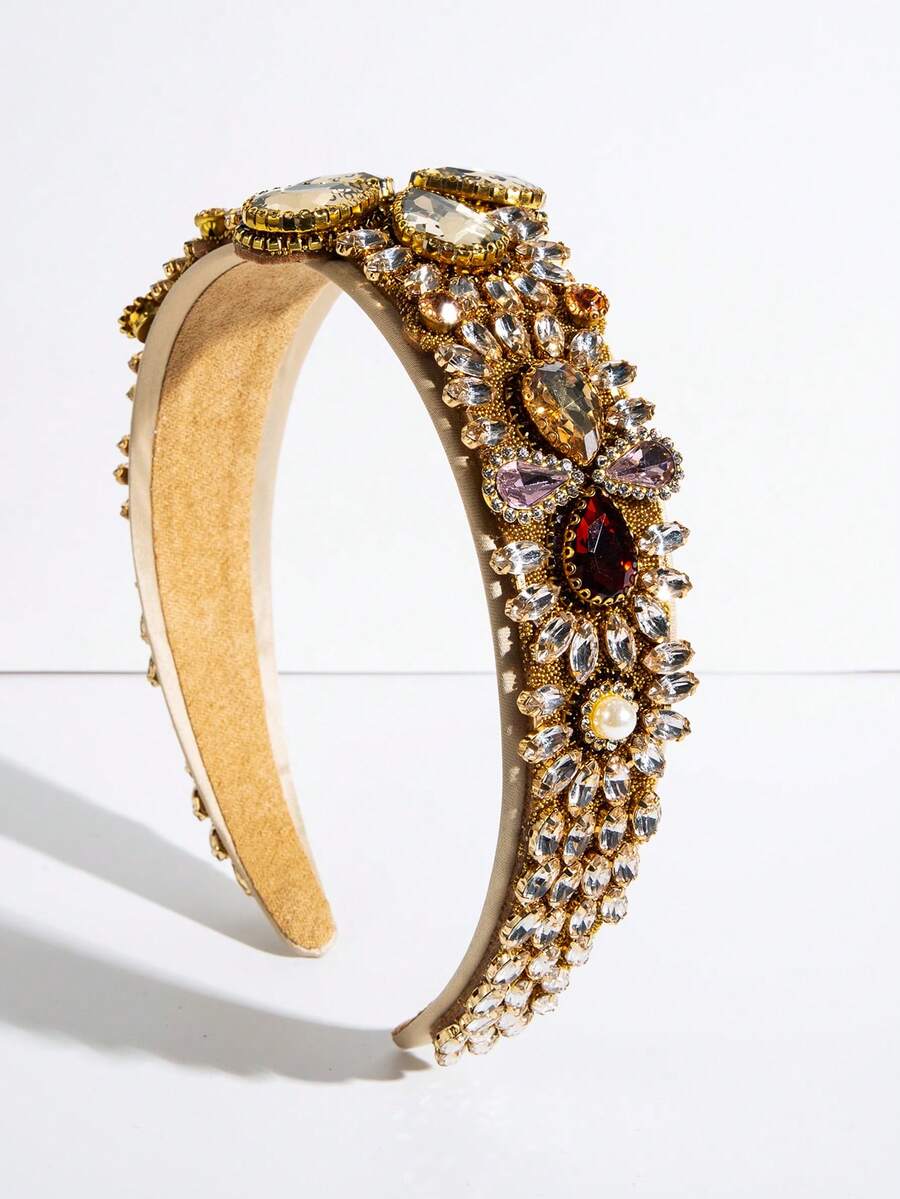 1pc Luxury Baroque Style Women's Rhinestone Decor Headband, High-Quality Elegant Hair Accessory, Suitable For Outdoor Wear, Premium Gift For Friends Hairband Hair Hoop - View 1