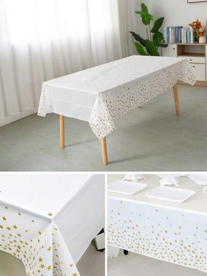 1 pieza Camino de mesa de plástico desechable, resistente al agua y a las manchas, decoración de mesa