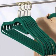 10pcs High Quality Flocked Hangers, Slip-Proof, Thin, Dry/Wet Use, Closet Organizer, Home Storage, Green, Beige, And Pink Colors, Essential Summer Home Items