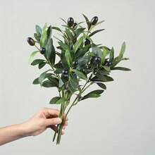 Realistic Artificial Olive Leaf Tree Branch With Fruit For Home Garden Decoration, Wedding Bouquet, Silk Flower Arrangement, Creative Gift, Holiday Accessory, Birthday Party Supplies, Birthday Gift, Aesthetic Home Decor, Party Packs