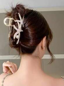 1pc Oversized Sparkling Crystal Pearl Starfish Hair Claw Clip, Ladies Elegant Hair Claw For Everyday Hairstyle, High-End Luxurious Sophisticated Hair Accessory Hair Clips Hair Jaw Clip Hair Clamps Hair Clutch Hair Catcher Clip