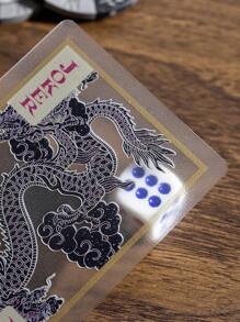 1 baraja de 55 cartas de juego de plástico transparente con gráficos impresos a color de dragón/tigre, resistente al agua, para juegos de mesa clásicos en casa, viajes o regalos de Navidad, Halloween y Acción de Gracias