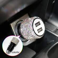 1 pièce Chargeur de voiture 2-en-1/8-en-1 avec strass, câble de charge 3-en-1 avec strass, charge rapide, Type C, USB, adaptateur de voiture, compatible avec Apple, téléphone, caméra de tableau de bord, iPad, GPS, cadeau pour les vacances/anniversaire