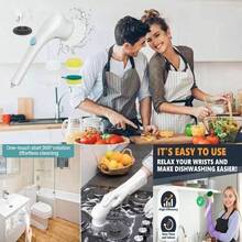 5-In-1 Handheld Electric Rotary Cleaning Brush - Multifunctional Cleaning Brush For Kitchen And Other Scenes - White - View 3