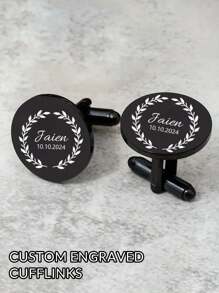 2 stuks aangepaste manchetknopen, gepersonaliseerde naammanchetknopen, aangepaste initialenmanchetknopen, gegraveerde metalen manchetknopen, huwelijksgunstgeschenk, geschenk voor beste man