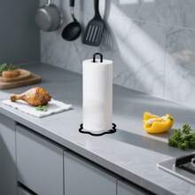 Paper Towel Holder Countertop, Kitchen Paper Towel Stand Holder For Kitchen Organization And Storage, Paper Towel Holders For Standard And Large Size Rolls Tissue Box, Tissue Holder, Napkin Holder, Toilet Paper Holder, Toilet Roll Holder, Wipes Container Kitchen Roll Holder, Paper Towel Holder, Table, Bathroom, Kitchen, (Black1/2pcs)