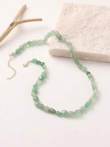 1 colar elegante com contas de pedra natural em formato irregular, adequado para uso diário, festas e férias. Pequenas diferenças na cor, tamanho e formato da pedra natural são normais.