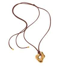 S SHOPBOHO 1pc Bohemian Jewelry Waterproof 18k Gold Plated Stainless Steel Spiral Pendent Black Waxed Rope Necklace For Women - Brown Rope Gold - View 14