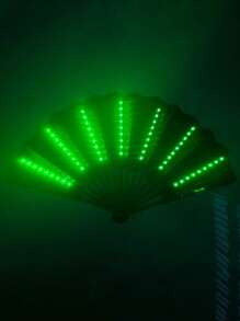 Abanico plegable grande con luces LED para fiesta, regalo, espectáculo, boda, cumpleaños, decoración del hogar, discoteca, accesorios fluorescentes, cosplay, que brilla en la oscuridad (sin batería)
