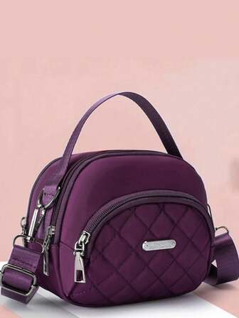 Bolso pequeño de 3 capas con diseño de rombos, nueva bolsa cruzada de estilo unisex, bolso de hombro versátil de moda coreana