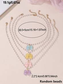 4pcs/Set Girls Resin Butterfly & Pearl Necklace Set - Multicolor - View 5