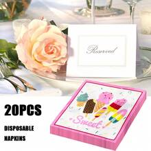 100/60/20 Stücke 33 x 33 cm Einweg Servietten mit Eiscreme-Motiv, geeignet für den täglichen Gebrauch Zuhause, Geburtstagsfeiern, Dates, Familienfeste, Outdoor-Picknicks und Dekorationsservietten für Restaurants - Pink - Übersicht 10