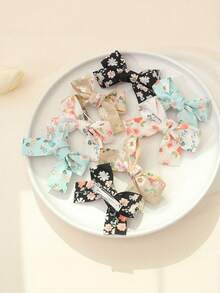 10 piezas/set Pasadores de pelo con flores de primavera y verano, estampados de flores frescas, adecuados para viajes y vacaciones - Multicolor - Ver 5
