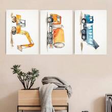 1 Stück Wandkunst Poster optional mit Rahmen Deko Konstruktions Zimmer Deko für Jungs - Kleinkind Jungen Zimmer Deko, Truck Wandkunst für Kinderzimmer, Auto Wandbilder Schlafzimmer Spielzimmer Deko, Fahrzeug Traktor Drucke Kinderzimmer Poster ohne Rahmen/mit Rahmen