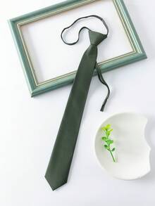 1pc Men's New Versatile Solid Color Dress Shirt With Adjustable Tie, Simple Design - Cord Buckle Solid Color Tie - View 22