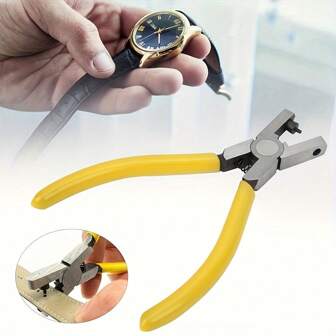 1 pièce Poinçonneuse en acier au tungstène, pince à trou , outil poinçonneur universel de 2,0 mm pour montres, ceintures, colliers de chien, artisanat DIY - jaune, sans batterie, idée de cadeau multi-fêtes