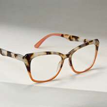 1pc Cat Eye Gradient Fashion Reading Glasses, Plastic Frame And Lens, Comfortable Spring Hinges, Non-Pinch Readers, Stylish Appearance - Blue - View 6