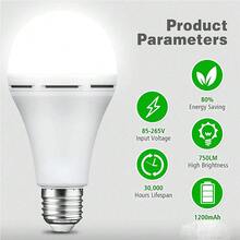 4/8PCS LED Rechargeable Light Bulb, 12W Equivalent 2000mAh Backup Battery, Long Life Outdoor Lighting Camping Tent Light, Suitable For Car Home And Office Use - B - Xem 7