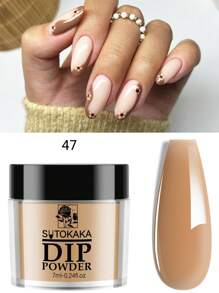 1 boîte système d'extension d'art d'ongle de poudre acrylique de trempage de couleur claire rose, beige et marron de 7 ml, poudre de paillettes de sculpture 3D, poudre de poussière pour ongles pour DIY, charmes d'ongles, bijoux d'ongle, fournitures d'ongles