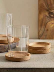 1pc/5pcs/6pcs Round Japanese Soft Cork Cup Mat Coaster Heat Insulation Mat Raised Creative Tea Cup Saucer Coffee Pad, Retro Round Small Tea Cup Pad, Bohemian Style Decor Mat For Restaurant