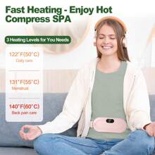 1 Pc Rechargeable Menstrual Heating Pad, Cycle Cordless Heating Pad For Cramps, Hot Massage Stomach Heating Pad With 3-Speed Temperature Adjustment And 4-Speed Massage Modes, Portable Electric Heating Belly Wrap Belt For Women And Girls' Gift