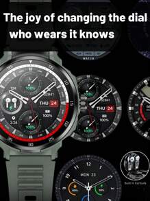 EFFEOKKI Effeokki Smart Watch With Earbuds Inside 2-In-1 For Men - 1.46" Round Display Screen Smartwatch With Headphones, Integrated Earphones, Alarm, NFC, Fitness Tracker Compatible With Iphone Android Phone
