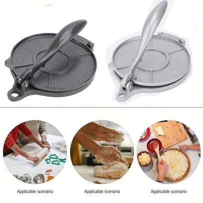 قطعة واحدة من آلة صنع البان كيك اليدوية من سبيكة الألومنيوم، آلة صنع التورتيلا من الذرة، آلة صنع البان كيك، صانع التورتيلا من الذرة، صانع لفائف الذرة، صانع البان كيك، مثالية لصنع التورتيلا المقلية المنزلية، عجينة المعجنات، البيتزا، الكبة، الخبز، إلخ. - أداة مطبخ متينة يمكن بسهولة الضغط على العجين، آلة صنع البان كيك اليدوية | تشطيب معدني أنيق | هيكل قوي