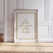 1 pezzo Stampa su tela con citazione "It Feels So Good To Be casa", senza cornice, in stile minimalista con tipografia in verde oliva, opera d'arte da parete accogliente per dormitorio, appartamento, soggiorno, camera da letto, decorazione moderna per la casa
