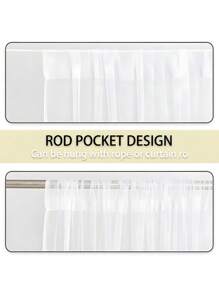 4/2/1 pieza Cortinas de mosquitero de tul blanco para uso en exteriores, cortinas de tul traslúcido con bolsillos para varilla, transpirables y de altura ajustable, aptas para gazebos, patios, cabañas, jardines, porches, pasillos y balcones