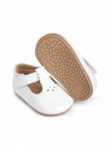 1 Paio di Scarpe Principessa Piatte a Specchio Solid Color PU con Design a Gancio e Passante, per Bambine 0-1 Anni, Adatte per Primavera e Autunno