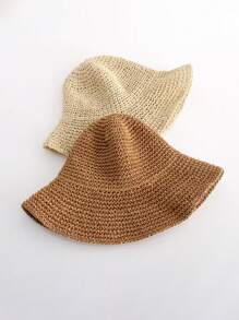 1pc Plain Crochet Big Brim Of A Hat Foldable Straw Hat With Adjustable Strap, Ideal For SpringAutumn Travel, Beach Vacation, Sun Protection, Y2K Style, Youthful Cowboy Hat