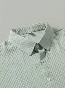 Men's Plain Button-Front Turn-Down Collar Short Sleeve Shirt