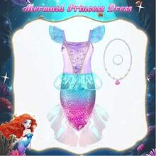LIMIROLER 5 Theme Princess Dress Up, Princess Dress Up Clothes For Little Girls:, Princess Cosplay Costume, Princess Mermaid Costume, Role Play Costume For Girls, Girls Birthday Christmas Halloween Toys Gifts With Jewelry