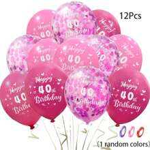 12/24 Pieces Of 12 Inch Birthday Party Balloons, Anniversary Party Decoration, Rose Red Pink Themed Party Balloons, Birthday Party Supplies, Indoor And Outdoor Decoration