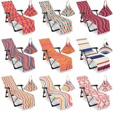 1pc Striped Super Fine Fiber Beach Chair Cover, Water Absorbent Beach Chair Tote Bag, Casual Vacation Sunbed Lounger Cover For Beach, Garden, HotelTravel Essentials Travel Accessories Beach Essentials