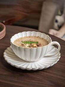 1 Set European Vintage Ceramic Coffee Cup & Saucer, High-Aesthetic Petal-Shaped Mug & Butterfly, Afternoon Tea Set, Beautiful & Practical, Cups & Saucers Can Be Used As Storage Trays, Suitable For Brewing Coffee, Making Tea, Daily Use, Coffee Shop And More Scenarios Back To School