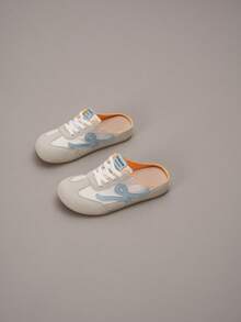 2025 Spring/Summer New Retro Color Block Platform Closed Toe Mule Sandals, Breathable Mesh Soft Sole Slip-On Loafers, Pregnant Women