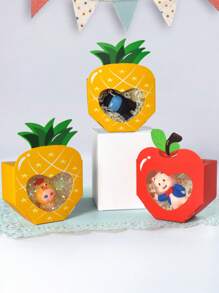 10pcs/5pcs/1pc Super Cute & Adorable Fruit Shaped Gift Boxes With Transparent Window, Creative Pineapple, Apple, Carrot Design High Quality Paper Boxes, Great For Party Gifts, Small Items Storage, Desk Decor, Room Decor, Fun Little Box, Ideal Surprise Gift, Thoughtful Choice For Stylish Parents To Spread Love & Joy, Perfect Party Decoration