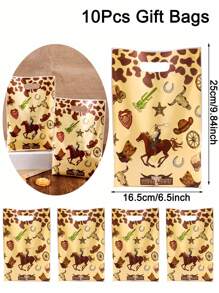 10/20/50 piezas Bolsas de regalo con temática del Salvaje Oeste con bueyes y caballos, bolsas de regalo ideales para fiestas de cumpleaños, fiestas con temática deportiva, embalaje de regalos, bolsas de regalo para fiestas y días festivos